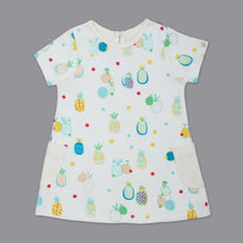 Load image into Gallery viewer, White Pineapple Printed Half Sleeves Dress