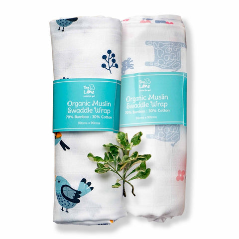 Bird & Giraffe Design Muslin Swaddle Wrap- Pack Of 2