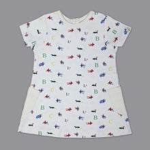 Load image into Gallery viewer, White Aeroplane Printed Half Sleeves Dress
