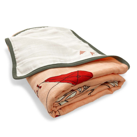 Red Kite Reversible Baby Muslin Blankets