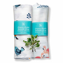 Load image into Gallery viewer, Bird & Flamingo Design Muslin Swaddle Wrap- Pack Of 2