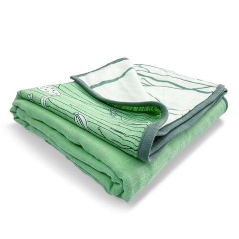 Green Spring Flower Reversible Baby Muslin Blankets