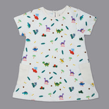 Load image into Gallery viewer, White Dino Theme Half Sleeves Dress
