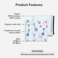 Load image into Gallery viewer, Giraffe & Classic White Design Muslin Swaddle Wrap- Pack Of 2