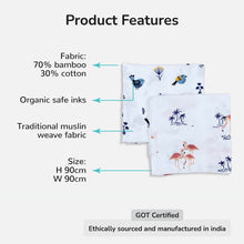 Load image into Gallery viewer, Bird & Flamingo Design Muslin Swaddle Wrap- Pack Of 2