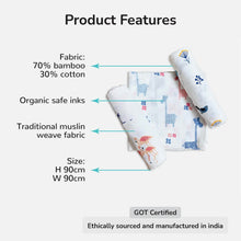 Load image into Gallery viewer, Bird, Giraffe & Flamingo Design Muslin Swaddle Wrap- Pack Of 3