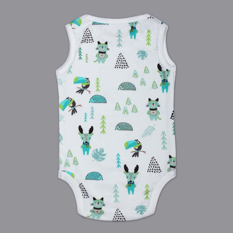 White Forest Printed Sleeveless Onesie
