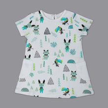 Load image into Gallery viewer, White Forest Printed Half Sleeves Dress