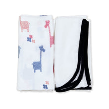 Load image into Gallery viewer, Giraffe & Classic White Design Muslin Swaddle Wrap- Pack Of 2