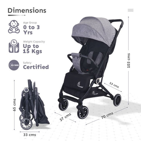 Grey Pocket Air Baby Stroller