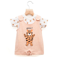 Load image into Gallery viewer, Pastel Orange Animal Printed Romper Set With White T-Shirt