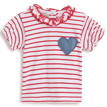 Load image into Gallery viewer, Red Striped Half Sleeves T-Shirt
