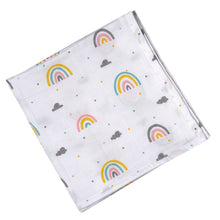 Load image into Gallery viewer, White Rainbow Theme Muslin Swaddle Pack Of 2
