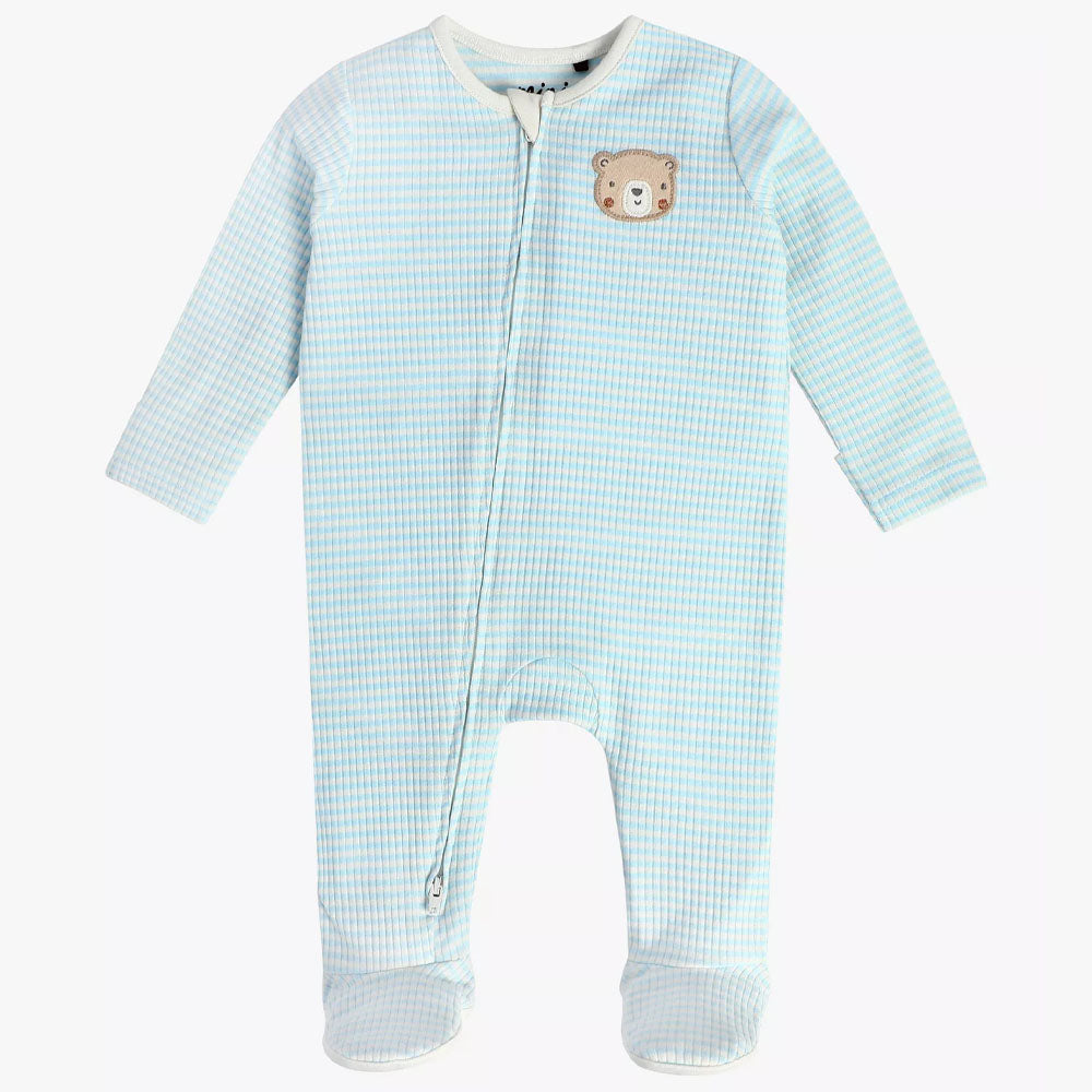 Blue Bear Striped Full Sleeves Footsie