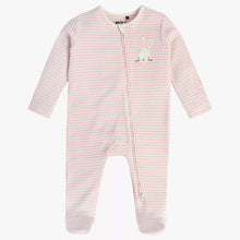 Load image into Gallery viewer, Pink Bunny Striped Full Sleeves Footsie
