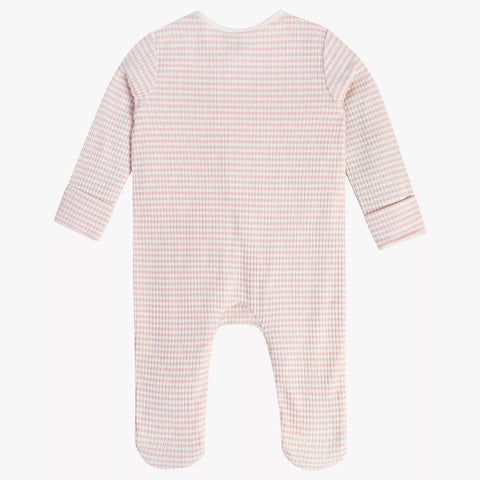 Pink Bunny Striped Full Sleeves Footsie