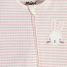 Load image into Gallery viewer, Pink Bunny Striped Full Sleeves Footsie
