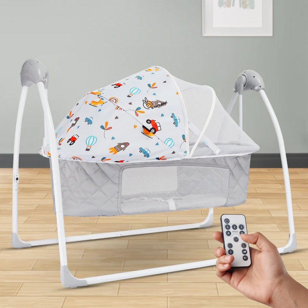 Grey Lullabies Plus Auto Swing Baby Cradle