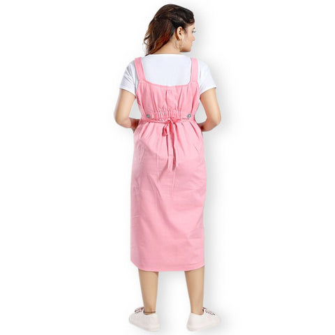 Pink Nursing Maternity Dungaree Dress