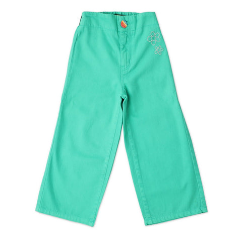 Wide Leg Cotton Pants- Pink, Orange & Sea Green