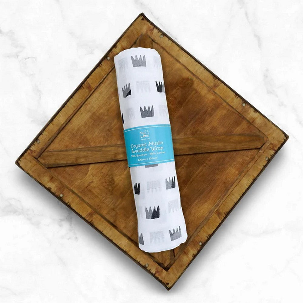Grey Crowns Organic Bamboo Baby Swaddle- Pack Of 2
