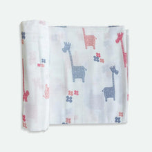Load image into Gallery viewer, Duck, Giraffe &amp; Sheep Theme Bamboo Baby Swaddle Set- Pack Of 3

