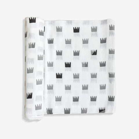 Grey Crowns Organic Bamboo Baby Swaddle- Pack Of 2