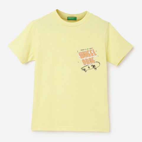 White & Yellow Round Neck T-Shirt (Pack Of 2)