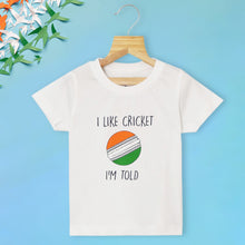 Load image into Gallery viewer, White Cricket Theme Half Sleeves Independence Day T-Shirt
