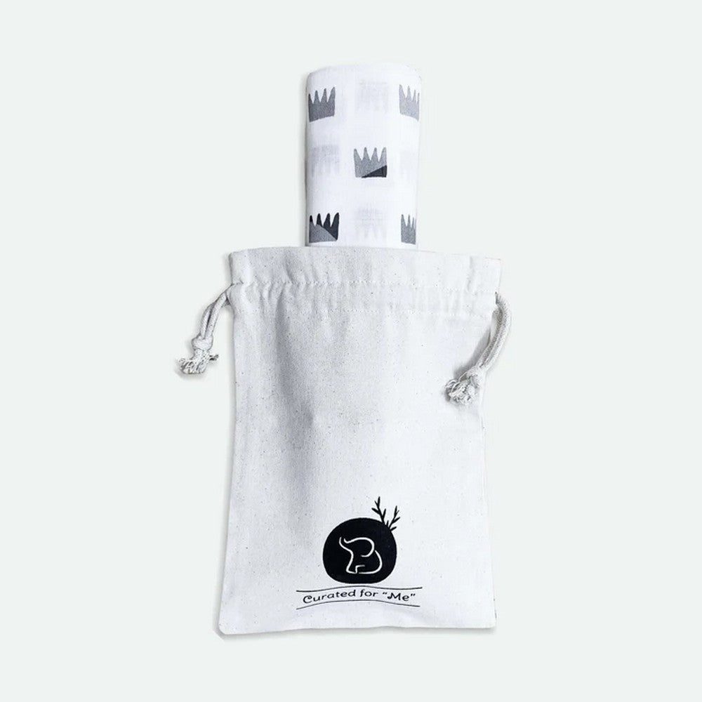 Grey Crowns Organic Bamboo Baby Swaddle- Pack Of 2