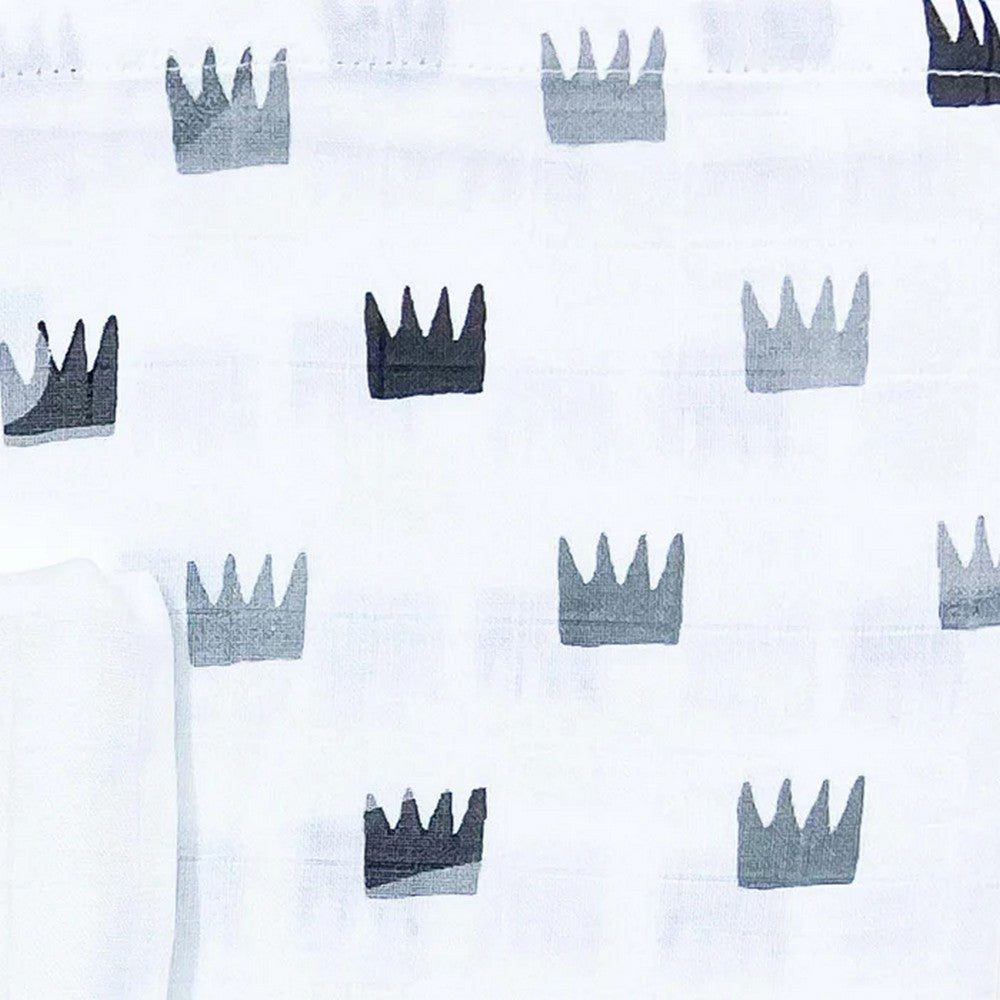 Grey Crowns & Indigo Aquarium Combo Swaddles- Pack Of 2