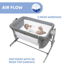 Load image into Gallery viewer, Grey Next2Me Magic Evo Co-Sleep Crib
