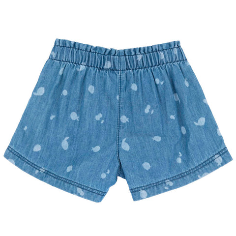 Blue Elasticated Waist Cotton Shorts