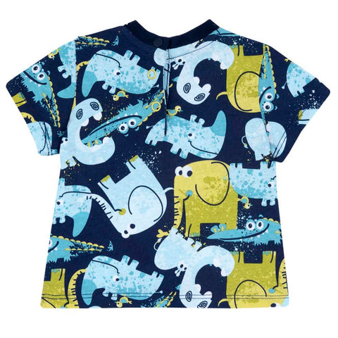 Blue Animal Printed Half Sleeves T-Shirt