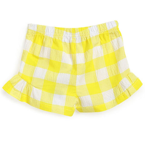 Yellow Checked Printed Shorts