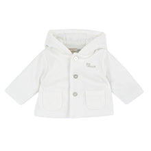 Load image into Gallery viewer, White Full Sleeves Hooded Winter Cardigan
