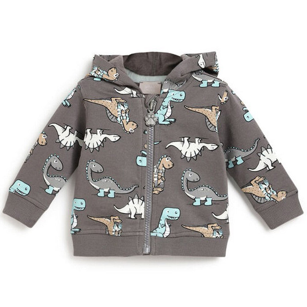 Grey Dino Theme Hooded Jacket