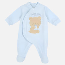 Load image into Gallery viewer, Blue &amp; White Bear Applique Full Sleeves Winter Footsie
