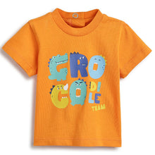 Load image into Gallery viewer, Orange Typographic Half Sleeves T-Shirt
