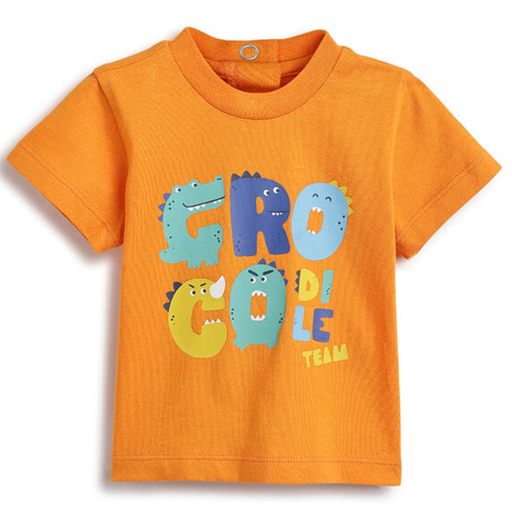 Orange Typographic Half Sleeves T-Shirt