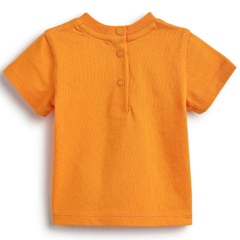 Orange Typographic Half Sleeves T-Shirt