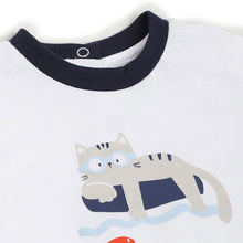 Load image into Gallery viewer, White Cat Theme T-Shirt With Blue Short
