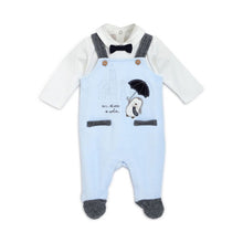 Load image into Gallery viewer, Blue Embroidered Winter Footsie Jumpsuit With White Full Sleeves Onesie
