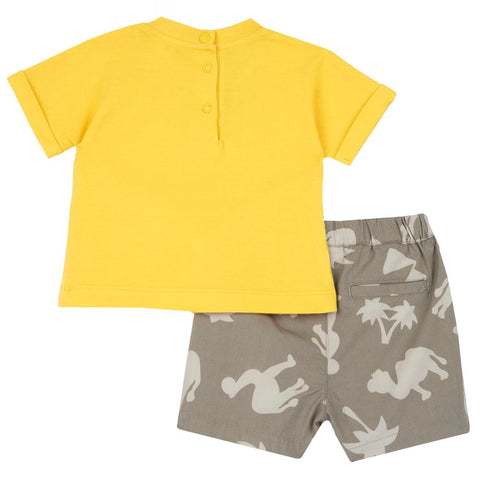 Yellow Half Sleeves T-Shirt With Shorts