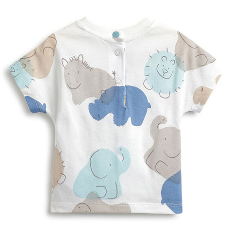 White Animal Theme T-Shirt With Short