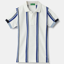 Load image into Gallery viewer, Blue Striped Regular Fit Polo T-Shirt
