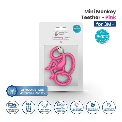 Pink Matchstick Monkey Teether Mini Series