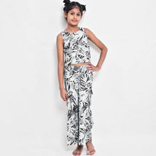 Load image into Gallery viewer, Black Floral Crop Top With Palazzo Pant Co-Ord Set
