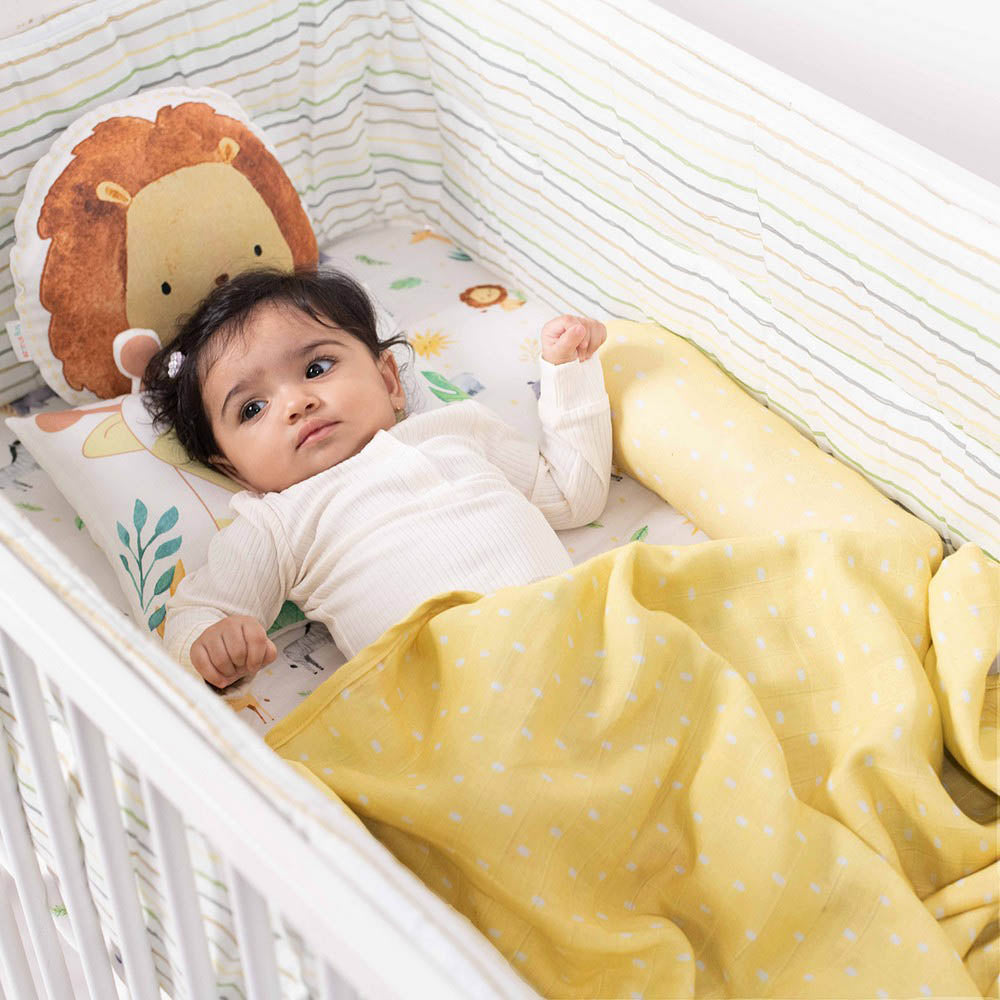 Yellow Into The Wild Organic Cotton Cot Bedding Set