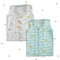 Colorful Rainbow Theme Muslin Sleeveless Jhablas - Pack Of 2